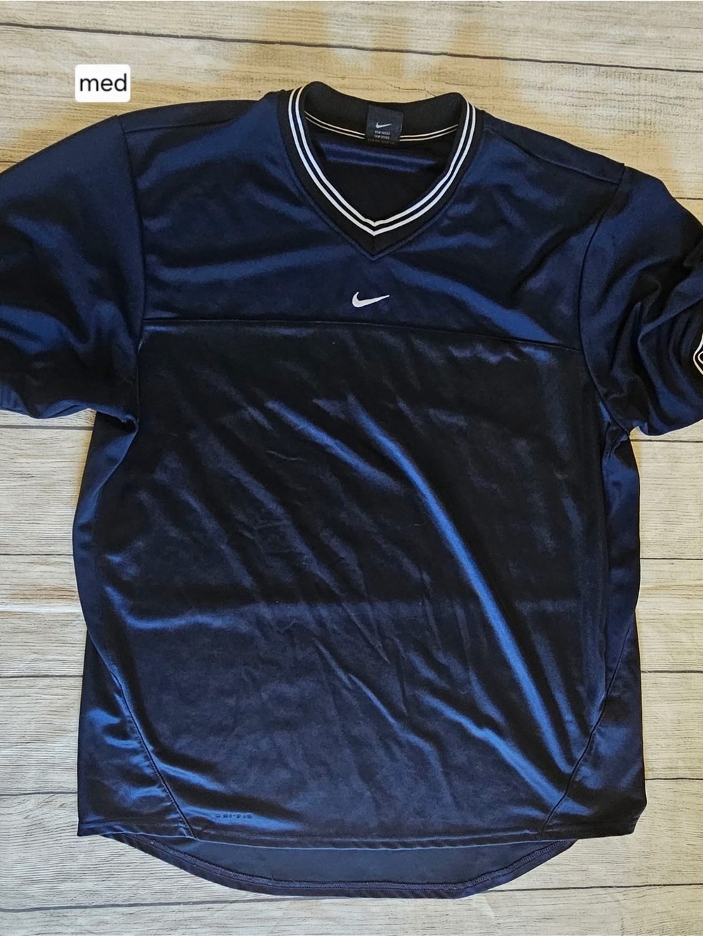 Nike Men's Navy Blue V-Neck Athletic Jersey with White Trim